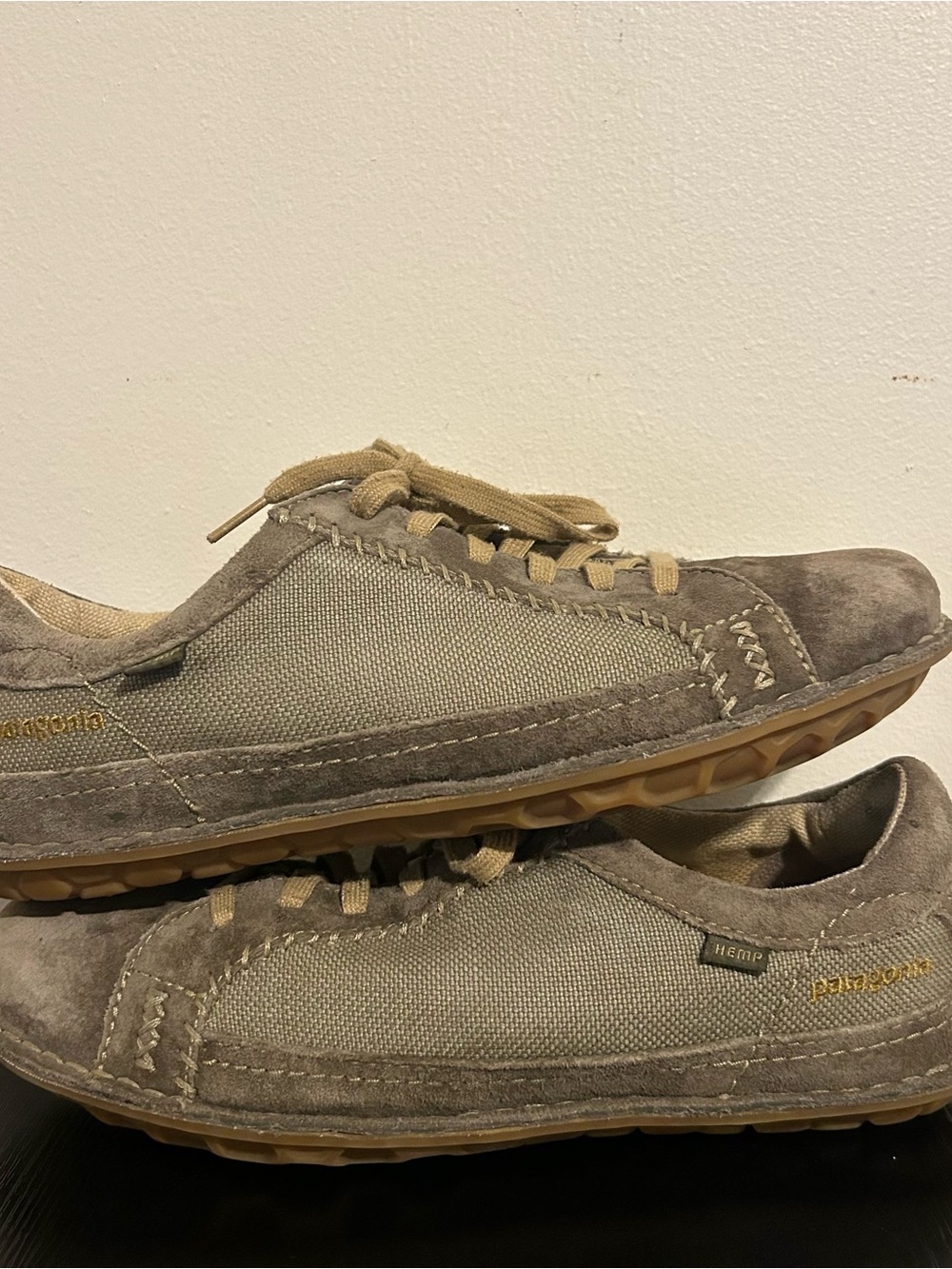 Patagonia Olulu Mens Size 10.5 Low Top Shoes Green Leather Hemp Lace Up Casual View 3
